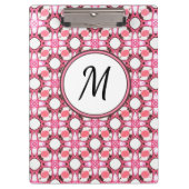 Roze witte cirkel Geometrische Patroonmonogram Klembord (Voorkant)