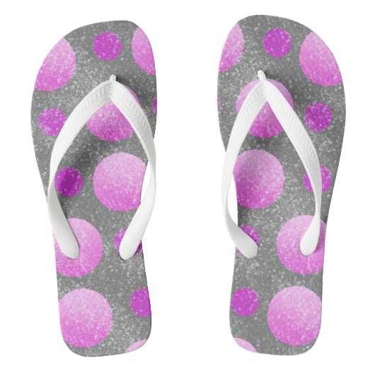 Roze witte cirkels teenslippers (Voetbed)