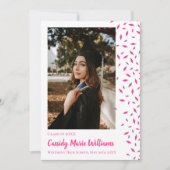 Roze Witte Confetti Afstudeer Uitnodiging (Voorkant)