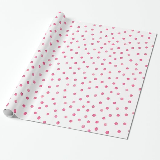 Roze witte Confetti Stippen Patroon Cadeaupapier (Uitgerold)