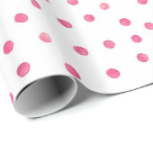 Roze witte Confetti Stippen Patroon Cadeaupapier (Rol Hoek)