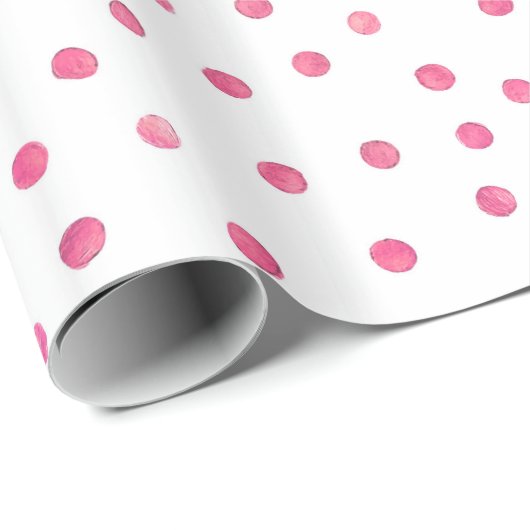 Roze witte Confetti Stippen Patroon Cadeaupapier (Rol Hoek)