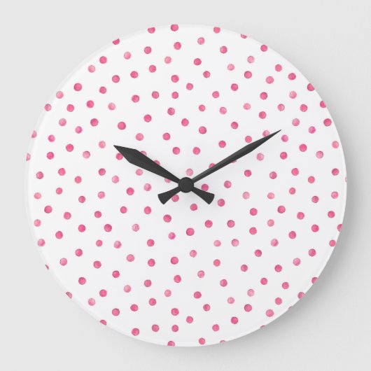Roze witte Confetti Stippen Patroon Grote Klok (Voorkant)