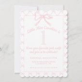 Roze & Witte Coquette Bow Verjaardagsmeisje, Roze  Kaart (Voorkant)