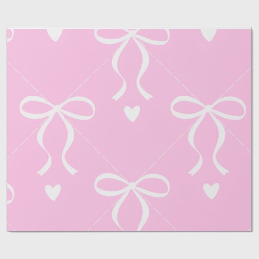 roze & witte coquette strik Inpakpapier (Vlak)