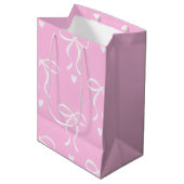 roze & witte coquette strik medium cadeauzakje (Voorkant Gekanteld)