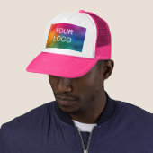 Roze witte Creëer Uw Eigen Upload Logo Trucker Pet (In situ)