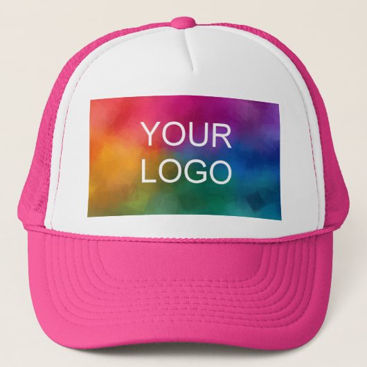 Roze witte Creëer Uw Eigen Upload Logo Trucker Pet (Voorkant)