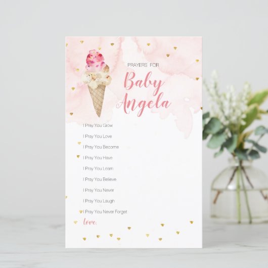 Roze witte crème Glitter Prayers voor Baby (Staand voorkant)