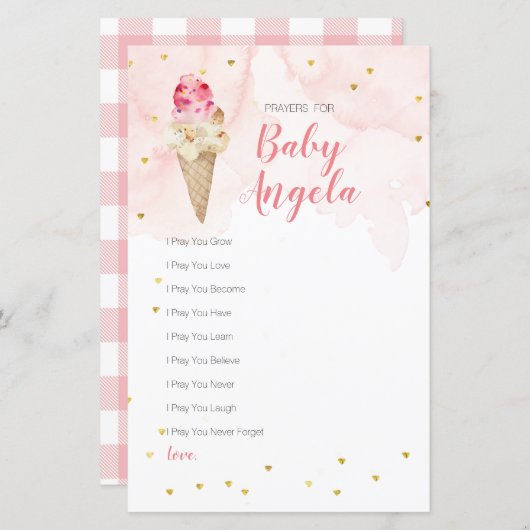 Roze witte crème Glitter Prayers voor Baby (Voorkant / Achterkant)