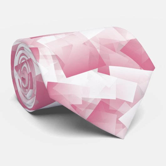 Roze Witte Cubisme Abstract Patroon Stropdas (Opgerold)