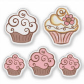 Roze witte cupcake Stickers (Voorkant)