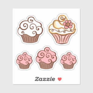 Roze witte cupcake Stickers