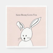 Roze Witte Cute Konijn Liefde Servet (Voorkant)