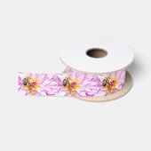 Roze & Witte Dahlia Met Hommeltje Lint (Spoel)