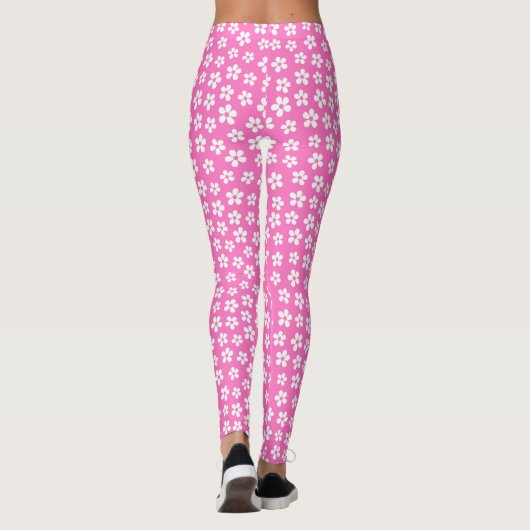 Roze Witte Daisies Bloemen | Schattigee Valentijns Leggings (Achterkant)