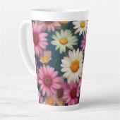 Roze & Witte Daisies - Latte Mok (Linkerhoek)