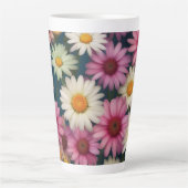 Roze & Witte Daisies - Latte Mok (Voorkant)