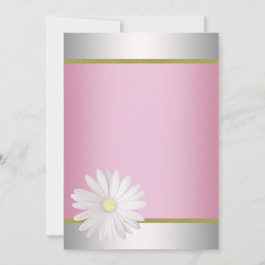 Roze Witte Daisy Bat Mitswa Uitnodigingen (Achterkant)