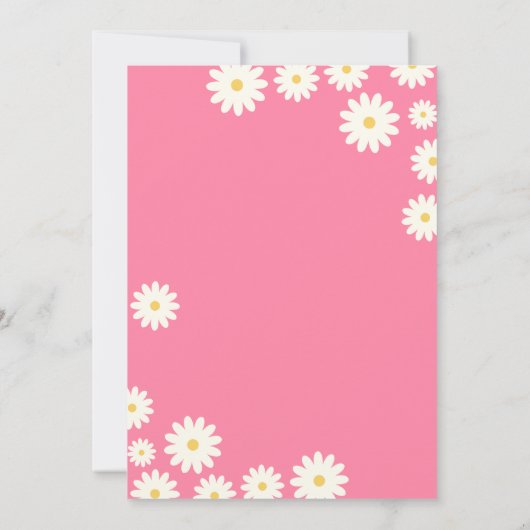 Roze Witte Daisy Ze is een Wild ONE Verjaardag Kaart (Achterkant)