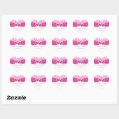 Roze, witte Damask Joined Hearts Bruiloft Sticker (Vel)