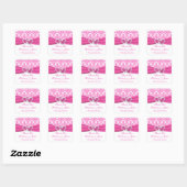 Roze, witte Damask Joined Hearts Bruiloft Sticker (Vel)