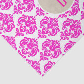 Roze Witte Damask Kraft Monogram Letter Initiaal Tissuepapier (Detail)