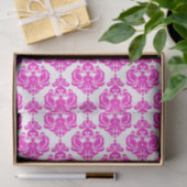 Roze Witte Damask Kraft Monogram Letter Initiaal Tissuepapier (Geschenk)