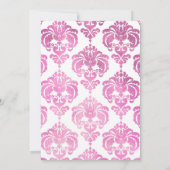 Roze & Witte Damast Chic Elegante Sweet 16 Feest Kaart (Achterkant)