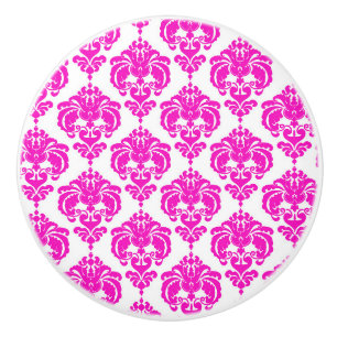 Roze witte damast elegante chique slaapkamer dress keramische knop