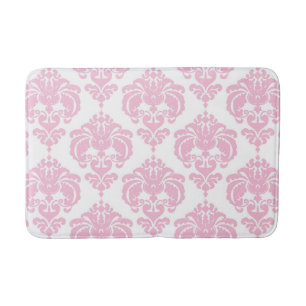 Roze & Witte Damast Elegante Vintage Chic Badmat