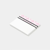 Roze & Witte Damast Patroon Moderne Gepersonalisee Post-it® Notes (Schuin)