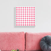 Roze Witte Diamant Checker Patroon Canvas Afdruk (Insitu (Woonkamer))