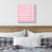 Roze Witte Diamant Checker Patroon Canvas Afdruk (Insitu (Slaapkamer))