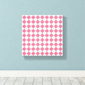 Roze Witte Diamant Checker Patroon Canvas Afdruk (Insitu (Houten vloer))