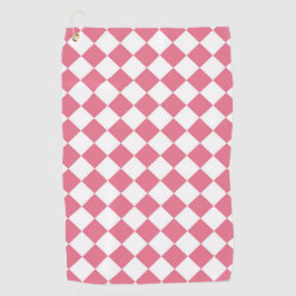 Roze Witte Diamant Checker Patroon Golfhanddoek