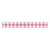 Roze Witte Diamant Checker Patroon Grosgrain Lint (Voorkant)
