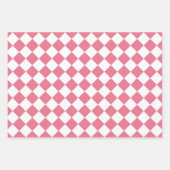 Roze Witte Diamant Checker Patroon Inpakpapier Vel (Voorkant 2)