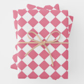 Roze Witte Diamant Checker Patroon Inpakpapier Vel (In situ)