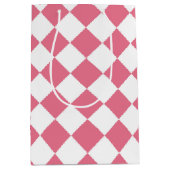 Roze Witte Diamant Checker Patroon Medium Cadeauzakje (Voorkant)