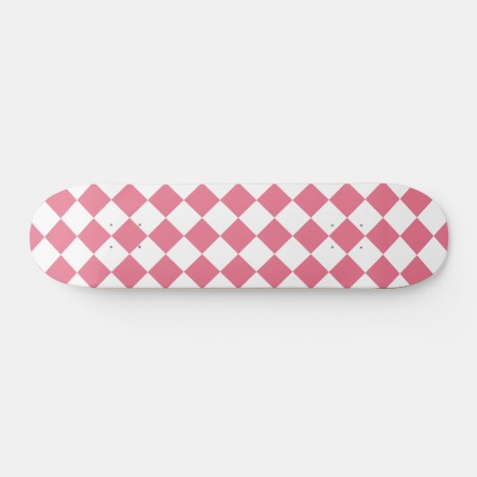 Roze Witte Diamant Checker Patroon Persoonlijk Skateboard (Horizontaal)