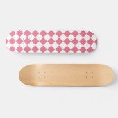 Roze Witte Diamant Checker Patroon Persoonlijk Skateboard (Horizontaal)