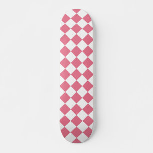 Roze Witte Diamant Checker Patroon Persoonlijk Skateboard