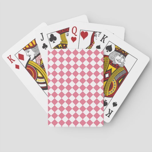 Roze Witte Diamant Checker Patroon Pokerkaarten (Achterkant)