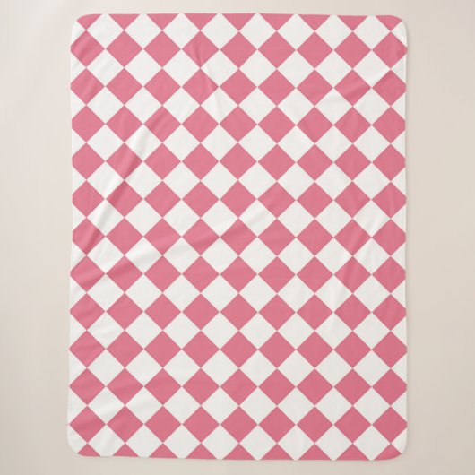 Roze Witte Diamant Checker Patroon Sherpa Deken (Voorkant)