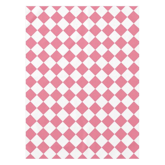 Roze Witte Diamant Checker Patroon Tafelkleed (Voorkant)