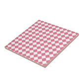 Roze Witte Diamant Checker Patroon Tegeltje (Zijkant)