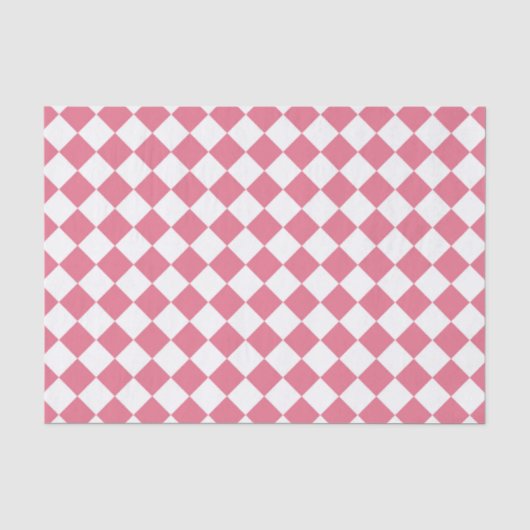Roze Witte Diamant Checker Patroon Tissuepapier (Voorkant)