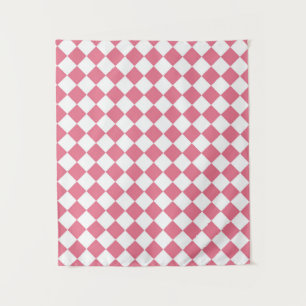 Roze Witte Diamant Checker Patroon Wandkleed