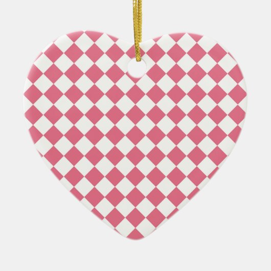 Roze Witte Diamant Dambord Patroon Ornament (Voorkant)